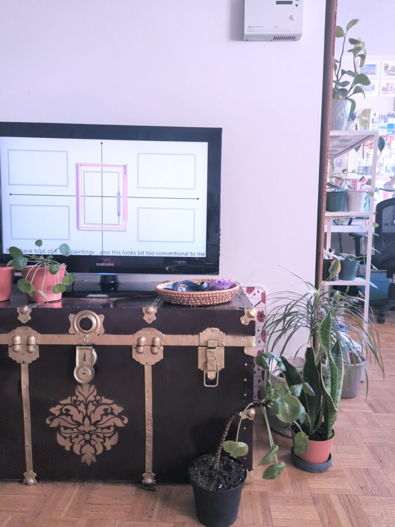 Old Trunk  use as TV console in the living room